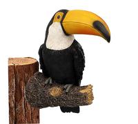 Figura de pájaros 11.42x7.60x4.33 pulgadas Decoración de aves al aire libre Resina Toucan Decoración Ornamento de pájaro Realista Pintura de color Esculturas de pared para jardín de jardín amarillo