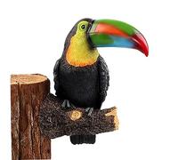 Figura de pájaros 11.42x7.60x4.33 pulgadas Decoración de aves al aire libre Resina Tucan Decoración Ornamento de pájaro Realista Pintura de color Esculturas de pared para jardín de jardín Colorido