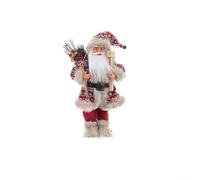 Figura de Papá Noel hecha a mano con materiales y trineo en miniatura, para incorporación en varias configuraciones de decoración navideña (30 cm)