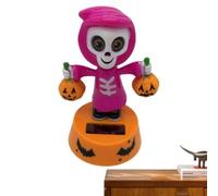 Figura de para salpicadero de coche | Decoración de coche de Halloween con cabeza sacudida, cabezones solares para | s de tablero de instrumentos de Halloween, s de baile para escritorio, hogar y auto