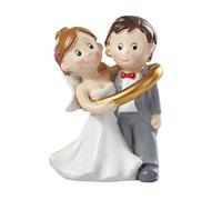 Figura de pareja de novia y novio unidos por anillo, para decoración de tarta de boda