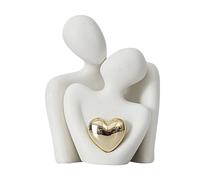 Figura de pareja - Figura decorativa en forma de corazón chapada en oro de 18 cm de cerámica abstracta | Armario de vino para entrada, decoración del hogar, regalo para sala de estar, estante de mesa