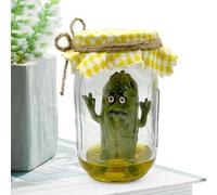 Figura de pepinillo en tarro, divertido tarro de pepinillos de cristal pequeño, divertido tarro de pepinillos de cristal, adorno elegante de pepinos de apoyo emocional para decoración del hogar