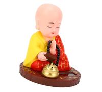 Figura de Pequeño Monje, Adorno de Pequeño Monje Que Asiente Automáticamente para Escritorio de Oficina (Rojo)