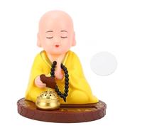 Figura de pequeño Monje con energía Solar, Estatua de Buda Que asiente automáticamente, decoración para Escritorio de Oficina, salpicadero de Coche, hogar, plástico ABS de (Amarilla)