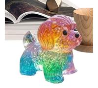 Figura de perro genérica - Rainbow Gradient Resin Modern Art, Mini Dog Figurines | Puppy Figures Desk Decor for Indoor Outdoor Table Desk Garden Bedroom Office Yard Lawn Shelf Christmas Birthday