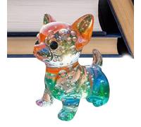 Figura de perro genérica - Rainbow Gradient Resin Modern Art, Mini Dog Figurines | Puppy Figures Desk Decor for Indoor Outdoor Table Desk Garden Bedroom Office Yard Lawn Shelf Christmas Birthday