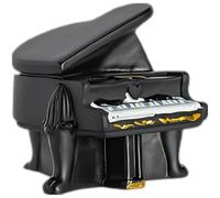 Figura de piano de cola pequeña negra, adorno de piano en miniatura de resina, muebles de casa de muñecas pintados a mano con detalles realistas, decoración de escritorio, decoración del hogar, regalo