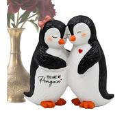 Figura de pingüino de Pareja: Adorable Coleccionable de Resina, Pieza romántica de decoración del hogar, Decorativo con temática de Amor, Accesorio de exhibición en Miniatura | Día de San