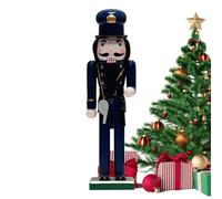 Figura de policía cascanueces de madera de 12 pulgadas, adornos festivos de Navidad, muñeca decorativa cascanueces, adorno coleccionable de cascanueces, decoración de mesa de Navidad con figura de
