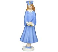 Figura de porcelana Enesco Growing Up Girls, graduada morena, 7.5 azul