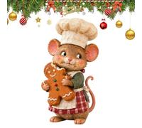 Figura de ratón panadero de jengibre animal festivo de resina para decorar | Estatua con ratón panadero Para repisa estante mesilla estantería interior salón dormitorio hogar