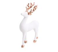 Figura de Reno de Terciopelo de Navidad de 23 cm, Adorno de Ciervo Blanco con Cuernos de Purpurina de Lentejuelas, decoración Festiva de Mesa para Chimenea, Estante, Centro de Mesa y decoración del