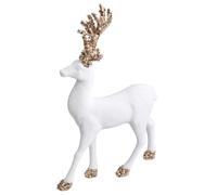 Figura de Reno de Terciopelo de Navidad de 35 cm, Adorno de Ciervo Blanco con Cuernos de Purpurina de Lentejuelas, decoración Festiva de Mesa para Chimenea, Estante, Centro de Mesa y decoración del