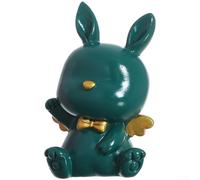 Figura de resina de ángel de conejo con lenguaje de forma armoniosa y tratamiento refinado, compatible con diversos estilos de decoración (tinta verde pequeña)
