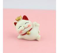 Figura de resina de gato de la suerte, bonita estatua de Maneki Neko para decoración de escritorio de coche, oficina en casa, moderno, adorno de gato con detalles pintados a mano, ideal para