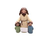 Figura de resina de Jesús con niños, mini estatua cristiana hecha a mano, decoración del hogar inspirada en la fe, 3.15 x 1.25 x 4.23 pulgadas, 0.45 libras, material de resina sintética