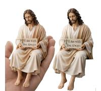 Figura de resina de Jesús para el escritorio, con texto en inglés "I Am with You Always", decoración de estatua de Jesús 2026, hecha a mano, diseño de Jesús, estatua de Jesucristo, decoración de mesa