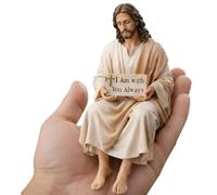 Figura de resina de Jesús para el escritorio, con texto en inglés "I Am with You Always", decoración de estatua de Jesús 2026, hecha a mano, diseño de Jesús, estatua de Jesucristo, decoración de mesa