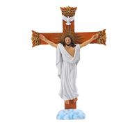 Figura de resina de Pascua con estatua de Jesús, adorno de crucifixión de mesa de Jesús, decoración cristiana de Dios para Navidad, figura del espíritu santo, decoración religiosa basada en la fe