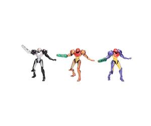 Figura de Samus de Nintendo Metroid Prime de 6,3 cm - Pack de 3 para coleccionistas, con Licencia Oficial de, Incluye Trajes Varia, Phazon y Gravity, diseños detallados, Embalaje para coleccionistas