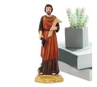 Figura de San José Trabajador - Estatua católica de resina de 8,27 pulgadas - Estilo renacentista retro - Ornamento clásico de carpintero para decoraciones navideñas de Pascua y decoraciones