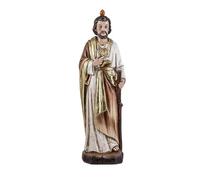 Figura de San Judas Tadeo Patron de Las causas dificiles y desesperadas de Resina Pintado a Mano Estilo Madera Clara de 31 cm
