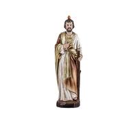 Figura de San Judas Tadeo Patron de Las causas dificiles y desesperadas de Resina Pintado a Mano Estilo Madera Clara de 21 cm