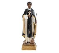 Figura de San Martin de Porres, Conocido como Fray Escoba de Resina Pintado a Mano (15 cm)