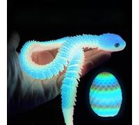 Figura de serpiente impresa en 3D que brilla en la oscuridad, 11.8 pulgadas, decoración de dragón de cristal articulado con huevo, decoración para el hogar, oficina, escritorio ejecutivo