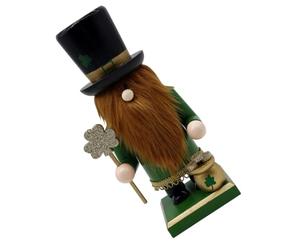 Figura de Soldado Cascanueces de Madera Trébol 23 CM | Adorno Festivo Irlandés de Madera Pintado a Mano, Decoración para Bandeja Escalonada y Estantes