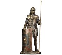 Figura de Soldado Romano con Jabalina y Escudo de Bronce Fundido en frío de 36,5 cm