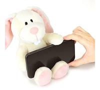 Figura de soporte móvil, conejo NICI alemán Niki, juguete de peluche, regalo, animal, conejo, esponjoso, smartphone, soporte móvil, blanco, 4,7 x 6,3 x 23 cm (ancho x profundidad x alto), 12 x 16 x 23
