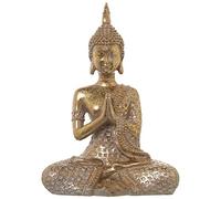 Figura de un Buda Sentado de Resina en Dorado 18x10x26cm