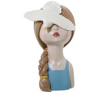 Figura de un Busto de Chica con Paloma de Resina 19x19x32cm