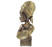 Figura de un Busto de una Africana de Resina en Dorado 18x9x42cm