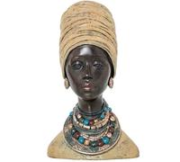 Figura de un Busto de una Africana de Resina en Dorado y Negro 29x23x48cm
