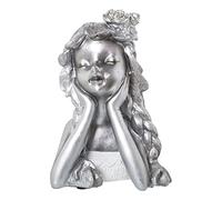 Figura de un Busto de una niña de Resina en Plateado 17x14x26cm