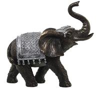 Figura de un Elefante de Resina con Manto en Plateado 27x12x25cm