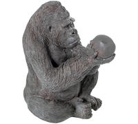 Figura de un Gorila con una Calavera de Resina en Gris 39x33x44cm