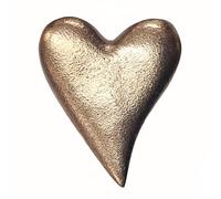 Figura de un pequeño corazón de bronce macizo de 3,5 x 4,5 cm, oro como pequeña cosa para bodas, Navidad, santos, nacimiento, día de San Valentín o agradecimiento