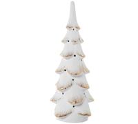 Figura de un Pino portavelas de Ceramica en Blanco y Dorado 17x17x46 cm