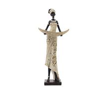 Figura de una Africana con Cuenco Barca de Resina 25x15x61cm