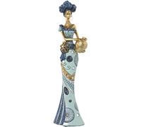 Figura de una Africana de Resina en Azul y Dorado 14x9x46cm