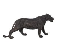 Figura de una Leona de Resina en Negro y Dorado 24x30x56cm