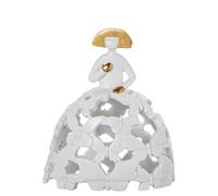 Figura de una menina de Resina Calada en Blanco y Dorado 15x10x18cm