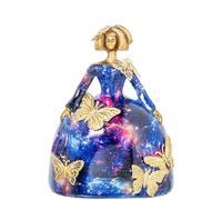 Figura de una menina de Resina con Vestido de Mariposas en Galaxia 14x17x23 cm
