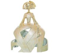 Figura de una menina de Resina y nacar en Dorado y Blanco 31x21x41cm