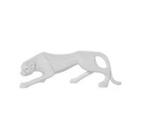 Figura de una Pantera de Ceramica en Blanco Arena y Dorado 38x12x14cm