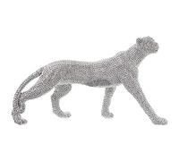 Figura de una Pantera de Resina en Plateado 34x10x20cm